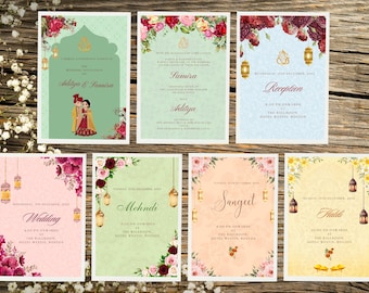 Personalized Printed Indian Wedding Invitation Set, Hindu Wedding Invitations, Hindu Wedding, Indian Wedding Invitation, Indian Invite Sets