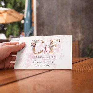 Personalised Wedding Card | Newly Married Couple Greeting Card | Congratulations Wedding Card | Wedding Gift Card | Watercolour