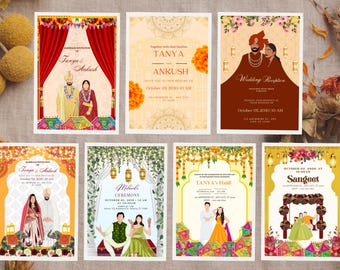 Personalized Printed Indian Wedding Invitation Set, Hindu Wedding Invitations, Hindu Wedding, Indian Wedding Invitation, Indian Invite Sets