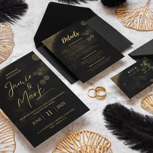 Conjunto de convites de casamento impressos personalizados com código QR | Cartão de convite, RSVP, cartão de detalhes, conjunto de convites de casamento minimalista moderno para convidados