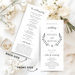 Hochzeitsprogramme gedruckt, Zeremonieprogramme Hochzeitsprogrammkarten, Minimalistisches Hochzeitsprogramm, elegantes Programmkarten, lange Zeremonie