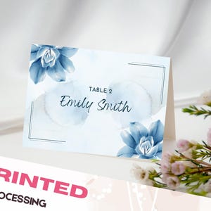 Tarjetas de lugar de boda personalizadas e impresas con opciones de comida / Tarjeta de nombre de mesa plegada / Tarjetas de ubicación personalizadas / Tarjeta de cena / Tarjeta de lugar de mesa