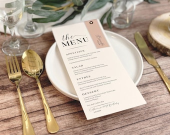 Modern Wedding Menu Place Card With Guest Name, Custom Wedding Menu Place Card, Wedding Menu With Name Card, Printed Menus with Place Cards