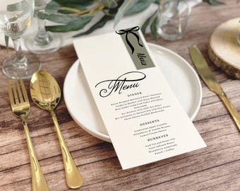 Wedding Menu Cards with Printed Name card, with Place Cards, Modern Minimalist Menus, Menu with Place Card, Custom Menu Cards with name card
