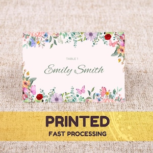 Tarjetas de lugar de boda personalizadas e impresas con opciones de comida / Tarjeta de nombre de mesa plegada / Tarjetas de ubicación personalizadas / Tarjeta de cena / Tarjeta de lugar de mesa