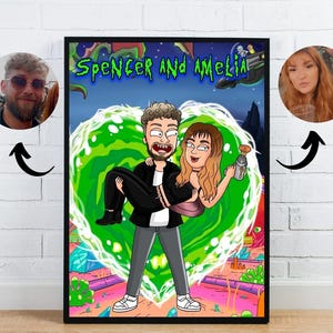 Geschenk zum Vatertag. R und M Paar, R & M Cartoon-Porträt, Paar-Porträt, Geburtstags- und Jahrestagsgeschenke, Ihr Lieblingskarikatur vom Foto