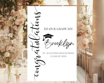 Benutzerdefinierte Abschlussfeier Willkommensschild Foto Grad Party Zeichen personalisierte Abschlussdekoration High School Abschluss College Abschlussfeier Zeichen