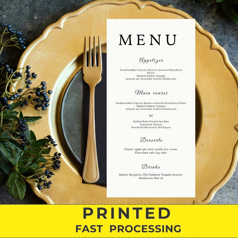Wedding Menu Cards, Printed Wedding Menus, Modern Wedding Menus ...
