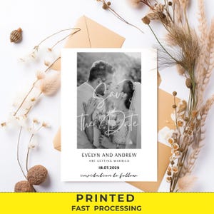 Foto Save the Date Karten, für Hochzeit, Hochzeitsbevorzugung, minimale Hochzeit Save the Date Karten, mit Umschlägen, kundenspezifische Hochzeitskarten, bearbeitbar