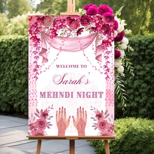 Printed Mehndi Welcome sign & Mendhi decor sign, Mehndi Sign as Mehndi poster, Mendhi Desi decor as Mehendi sign, Mendhi signs, Mehndi Night