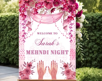 Printed Mehndi Welcome sign & Mendhi decor sign, Mehndi Sign as Mehndi poster, Mendhi Desi decor as Mehendi sign, Mendhi signs, Mehndi Night