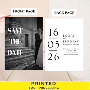 Modèle "Retenez cette date" pour photomaton, Cadeau de mariage, Cartes "Retenez cette date" pour mariage minimaliste, Avec enveloppes, Cartes de mariage personnalisées, Modifiable