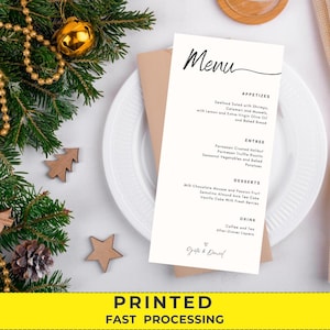 Karty menu weselnego, drukowane menu weselne, nowoczesne menu weselne, ręcznie pisane wesele, minimalistyczne menu weselne, eleganckie menu, karta kolacji