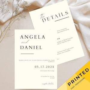 Minimalistisches Hochzeitseinladungs-Paket Qr Code, Minimale Einladung Vorlage Set, Modernes Invite Set, Elegante gedruckte Rsvp, Detailkarte