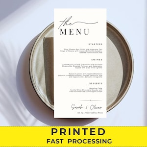 Karty menu weselnego, drukowane menu weselne, nowoczesne menu weselne, ręcznie pisane wesele, minimalistyczne menu weselne, eleganckie menu, karta kolacji