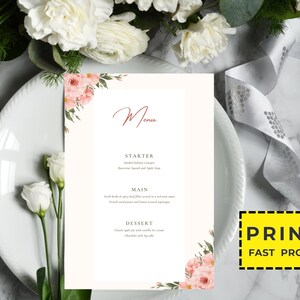 Personalisiertes gedrucktes Hochzeitsmenü, minimalistisches Hochzeitsmenü, modernes Hochzeitsmenü, einfaches Menü, Hochzeitsmenükarten, Abendmenükarte gedruckt