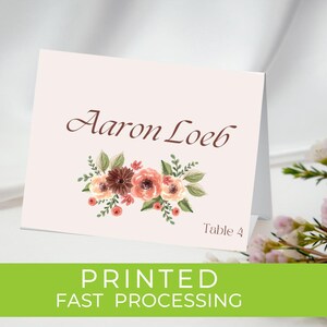 Tarjetas de lugar de boda personalizadas e impresas con opciones de comida / Tarjeta de nombre de mesa plegada / Tarjetas de ubicación personalizadas / Tarjeta de cena / Tarjeta de lugar de mesa