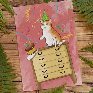 Tarjeta de cumpleaños de gatos, tarjeta de cumpleaños de gato imprimible, tarjeta de cumpleaños imprimible divertida, tarjeta de cumpleaños de gato, tarjeta de felicitación 5x7,