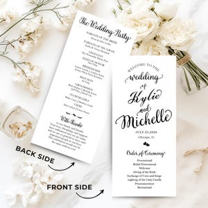 Hochzeitsprogramme gedruckt, Zeremonieprogramme Hochzeitsprogrammkarten, Minimalistisches Hochzeitsprogramm, elegantes Programmkarten, lange Zeremonie