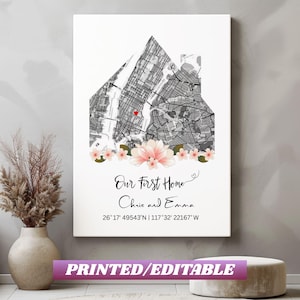 Custom Home Map, First Time Home Buyer, Personalized Housewarming Gift, First Home Gift Map, Our First Home, Our Home Map, Gift from Realtor
