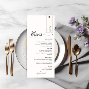 Programmkarte mit Menü & Tischkarte, Gedruckte Menükarte, Moderne Tischkarten, Programmkarte für die Hochzeit, Menükarten mit Platzkarte
