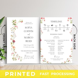 Hochzeitsprogramme gedruckt, Zeremonieprogramme Hochzeitsprogrammkarten, Minimalistisches Hochzeitsprogramm, elegantes Programmkarten, lange Zeremonie