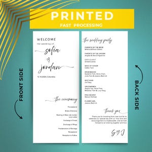 Hochzeitsprogramme gedruckt, Zeremonieprogramme Hochzeitsprogrammkarten, Minimalistisches Hochzeitsprogramm, elegantes Programmkarten, lange Zeremonie