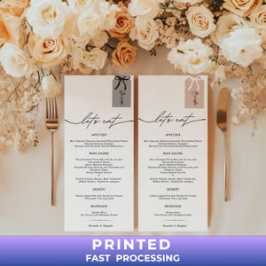 Programmkarte mit Menü & Tischkarte, Gedruckte Menükarte, Moderne Tischkarten, Programmkarte für die Hochzeit, Menükarten mit Platzkarte
