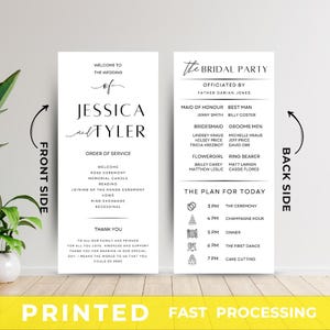 Hochzeitsprogramme gedruckt, Zeremonieprogramme Hochzeitsprogrammkarten, Minimalistisches Hochzeitsprogramm, elegantes Programmkarten, lange Zeremonie