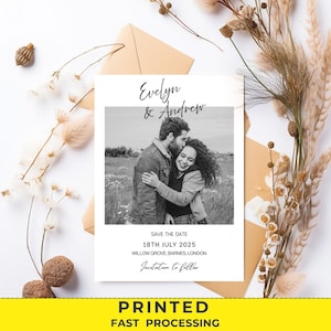 Foto Save the Date Karten, für Hochzeit, Hochzeitsbevorzugung, minimale Hochzeit Save the Date Karten, mit Umschlägen, kundenspezifische Hochzeitskarten, bearbeitbar