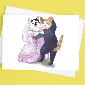 Meow Cats - Jolie carte de Saint Valentin carte d'amour drôle petit ami/petite amie, carte d'anniversaire de 2 CHATS LOVE pour femme, carte d'anniversaire pour mari,