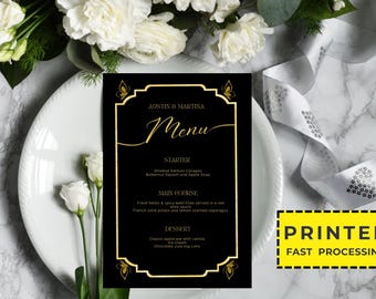 Personalized Printed Wedding Menu, Minimalist Wedding Menu, Modern Wedding Menu, Simple Menu, Wedding Menu Cards, Dinner Menu Card Printed
