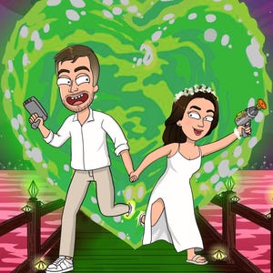 Geschenk zum Vatertag. R und M Paar, R & M Cartoon-Porträt, Paar-Porträt, Geburtstags- und Jahrestagsgeschenke, Ihr Lieblingskarikatur vom Foto