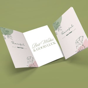 Tarjetas pacíficas de vacaciones de Año Nuevo, conjunto de tarjetas ecológicas, tarjeta de feliz año nuevo, tarjeta de año nuevo para un amigo, tarjeta de año nuevo para la familia,