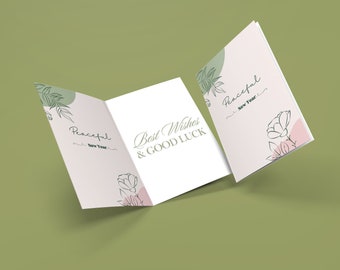 Cartes de vacances paisibles du Nouvel An, ensemble de cartes écologiques, carte de bonne année, carte du Nouvel An pour un ami, carte du Nouvel An pour la famille,