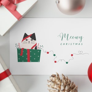 Tarjetas de Navidad de gatos, juego de tarjetas navideñas, gatos, papelería de gatos, tarjetas de gatos, tarjetas de Navidad de gatos, mascotas, tarjetas familiares, amante de los gatos