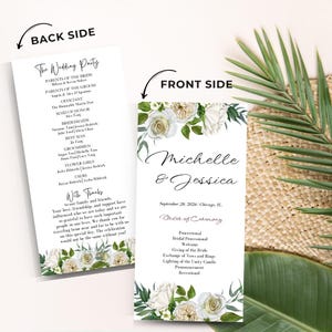 Hochzeitsprogramme gedruckt, Zeremonieprogramme Hochzeitsprogrammkarten, Minimalistisches Hochzeitsprogramm, elegantes Programmkarten, lange Zeremonie