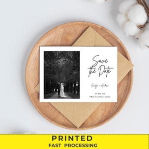 Foto Save the Date Karten, für Hochzeit, Hochzeitsbevorzugung, minimale Hochzeit Save the Date Karten, mit Umschlägen, kundenspezifische Hochzeitskarten, bearbeitbar