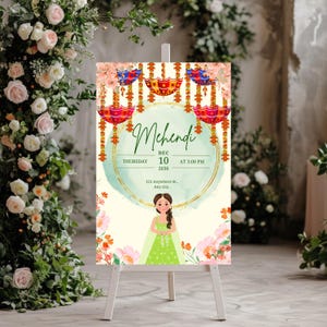 Printed Mehndi Welcome sign & Mendhi decor sign, Mehndi Sign as Mehndi poster, Mendhi Desi decor as Mehendi sign, Mendhi signs, Mehndi Night