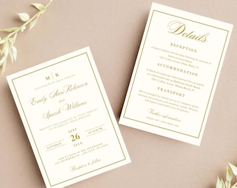 Minimalist Wedding Invitation Bundle Qr Code, Minimal Invitation Template Set, Modern Invite Suite, Elegant Online Rsvp, Details Card, RSVP