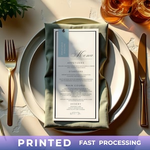 Programmkarte mit Menü & Tischkarte, Gedruckte Menükarte, Moderne Tischkarten, Programmkarte für die Hochzeit, Menükarten mit Platzkarte
