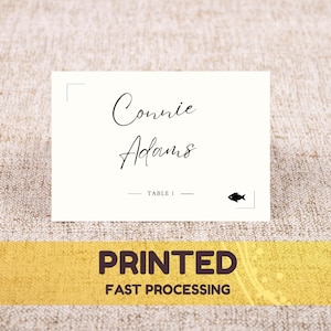 Tarjetas de lugar de boda personalizadas e impresas con opciones de comida / Tarjeta de nombre de mesa plegada / Tarjetas de ubicación personalizadas / Tarjeta de cena / Tarjeta de lugar de mesa
