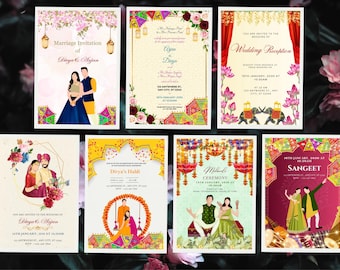 Personalized Printed Indian Wedding Invitation Set, Hindu Wedding Invitations, Hindu Wedding, Indian Wedding Invitation, Indian Invite Sets