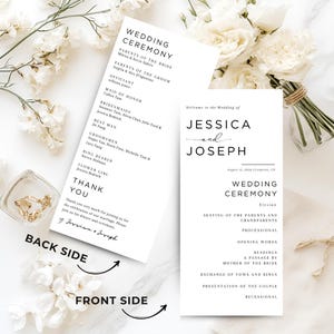 Hochzeitsprogramme gedruckt, Zeremonieprogramme Hochzeitsprogrammkarten, Minimalistisches Hochzeitsprogramm, elegantes Programmkarten, lange Zeremonie