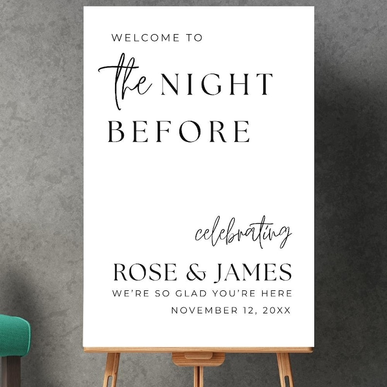 The Night Before Custom Rehearsal Dinner Welcome Sign Custom Wedding Rehearsal Personalized Welcome Sign Rehearsal Wedding Dinner Sign,Wedding Welcome sign, Elegant welcome sign, Wedding welcome, Personalized Wedding, party entrance sign, Wedding decor, wedding sign welcome, the night before, Rehearsal Dinner, welcome rehearsal, photo welcome sign, rehearsal welcome, rehearsal wedding