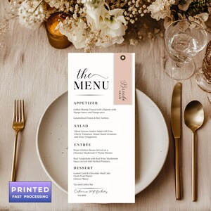 Programmkarte mit Menü & Tischkarte, Gedruckte Menükarte, Moderne Tischkarten, Programmkarte für die Hochzeit, Menükarten mit Platzkarte