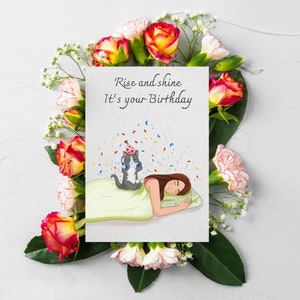 Carte d'anniversaire chats, carte d'anniversaire chat imprimable, carte d'anniversaire imprimable drôle, carte d'anniversaire numérique de chat, carte de voeux 5 x 7,