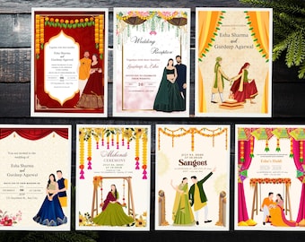 Personalized Printed Indian Wedding Invitation Set, Hindu Wedding Invitations, Hindu Wedding, Indian Wedding Invitation, Indian Invite Sets