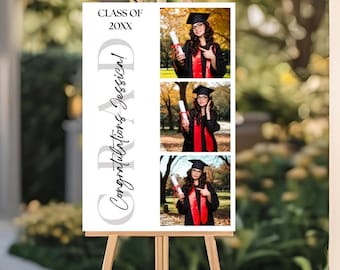 Benutzerdefinierte Abschlussfeier Willkommensschild Foto Grad Party Zeichen personalisierte Abschlussdekoration High School Abschluss College Abschlussfeier Zeichen