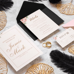 Conjunto de convites de casamento impressos personalizados com código QR | Cartão de convite, RSVP, cartão de detalhes, conjunto de convites de casamento minimalista moderno para convidados